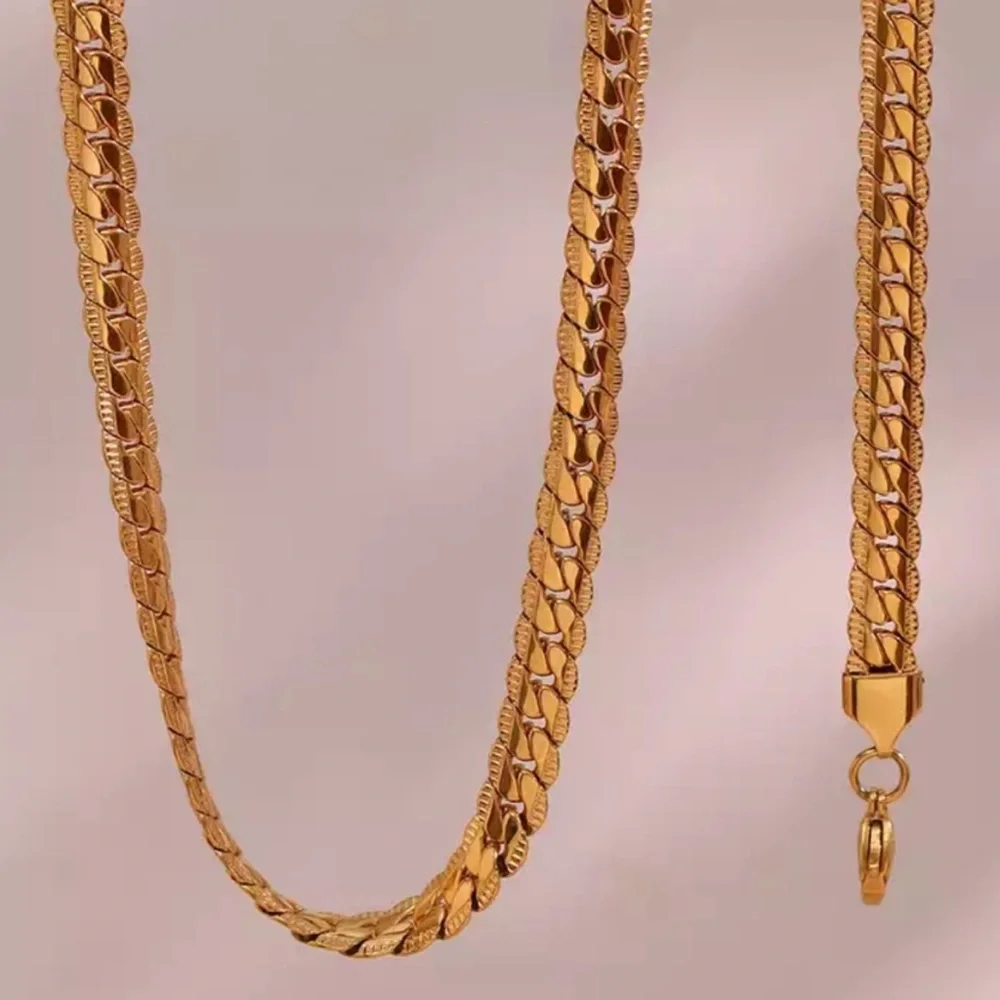 NEW 18K GOLD CUBAN CHUNKY CHAIN NECKLACE, NICE NECKLACE, CUTE NECKLACE - Picture 3 of 5